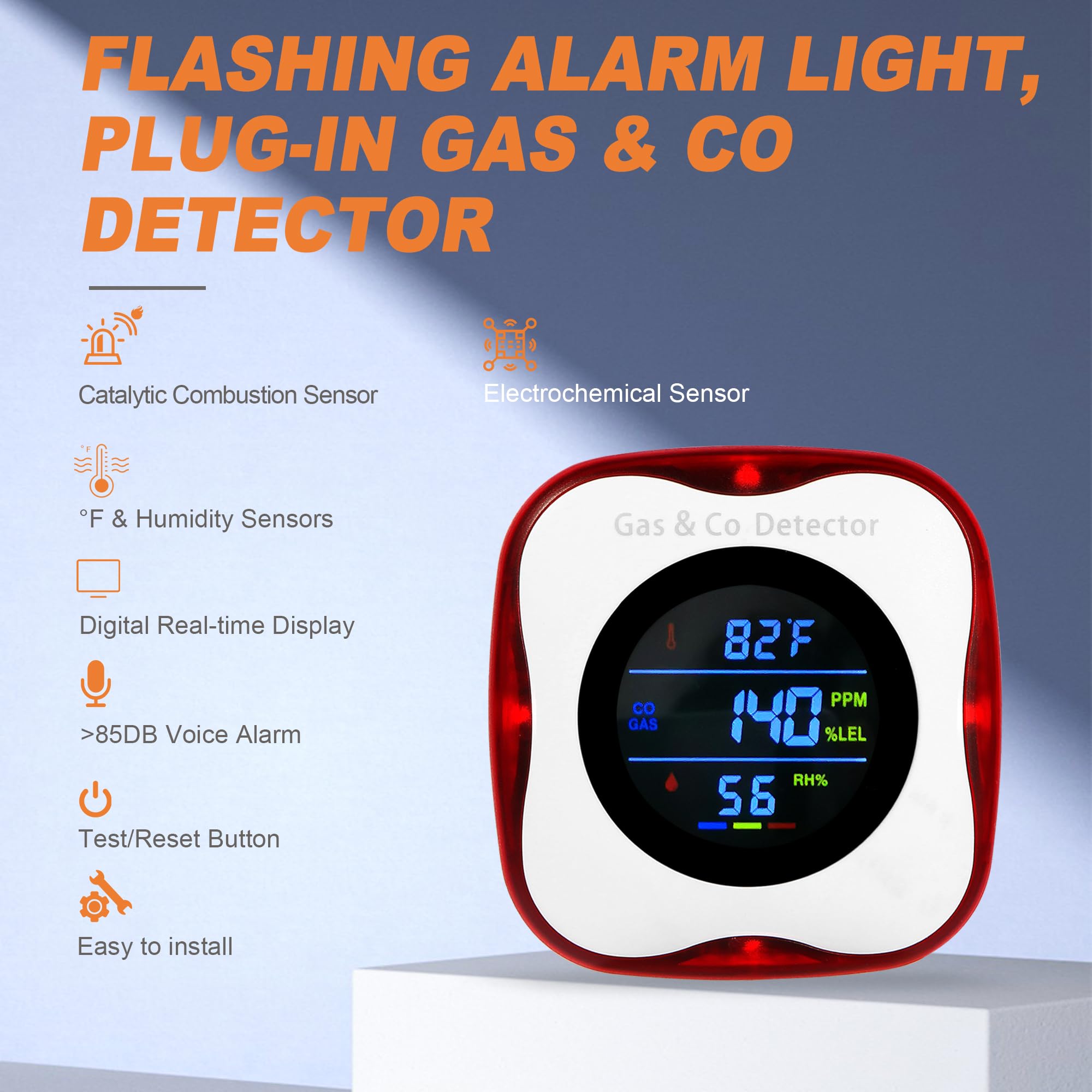 Co Detector Plug - 가스 및 일산화탄소 감지기 세트, 플러그형,